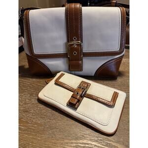 NEW Vintage Coach Hampton Crossbody Brown Cream Buckle F11196-New with Wallet